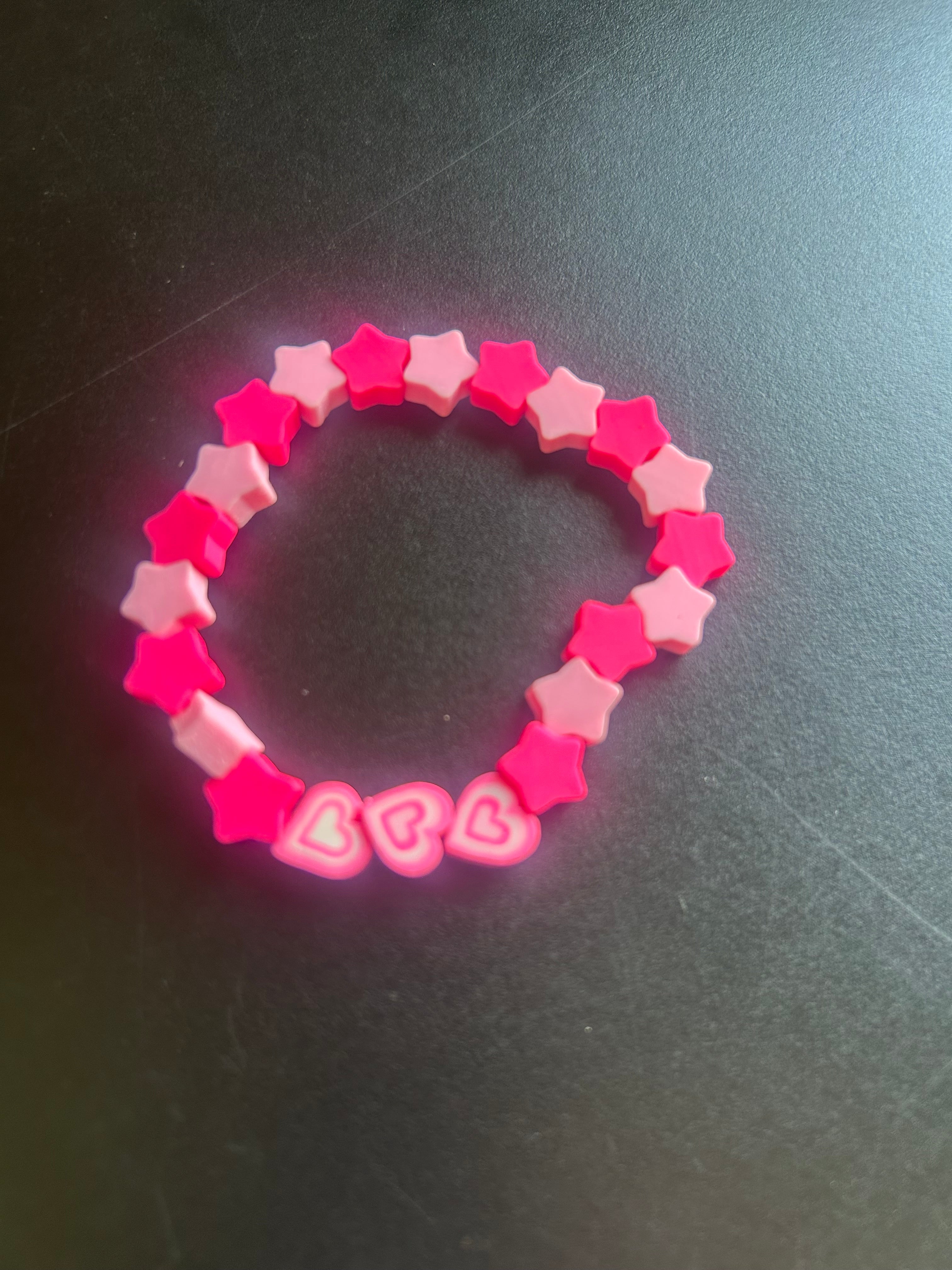 pink stare clay bracelet