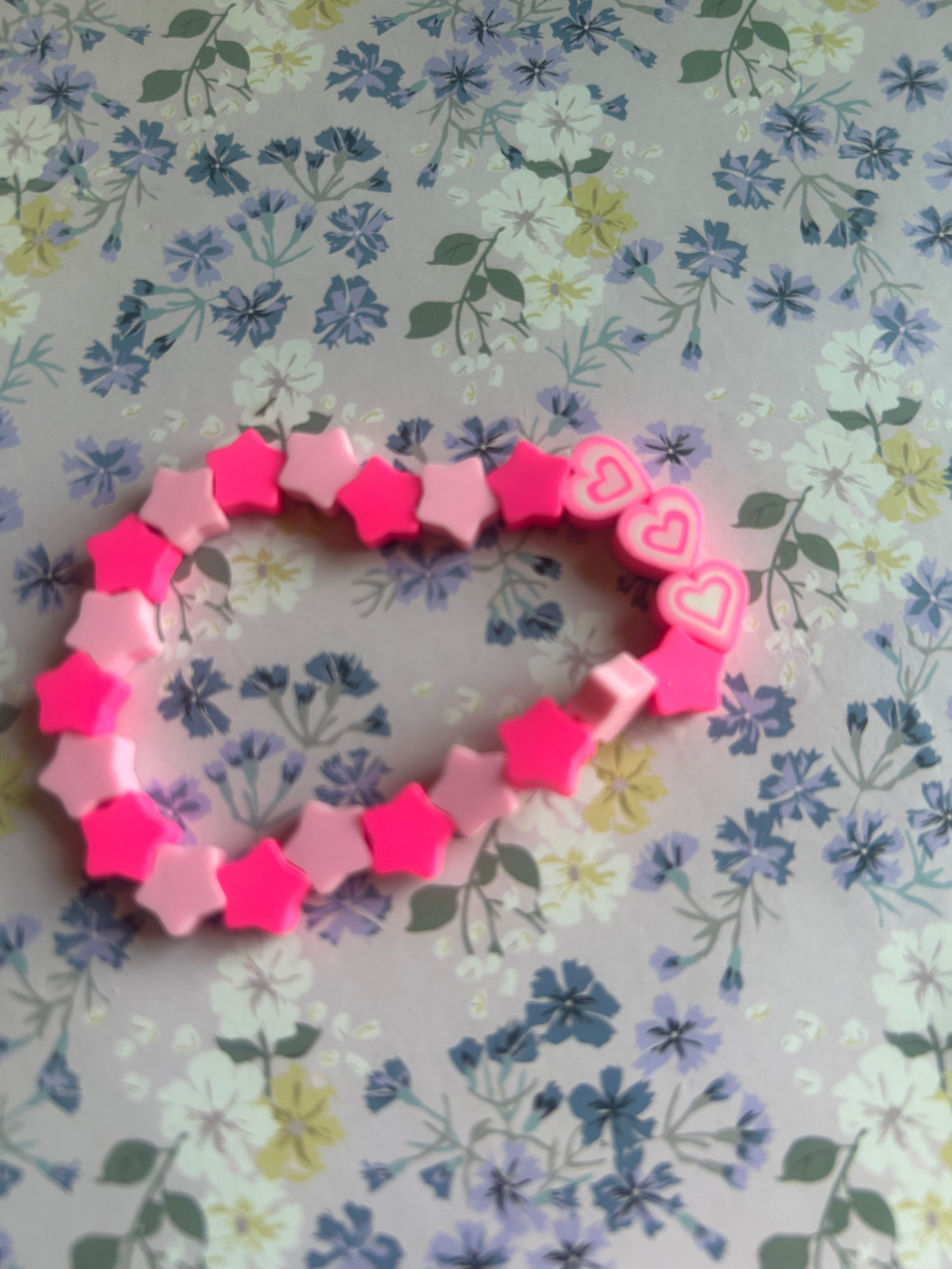 pink stare clay bracelet