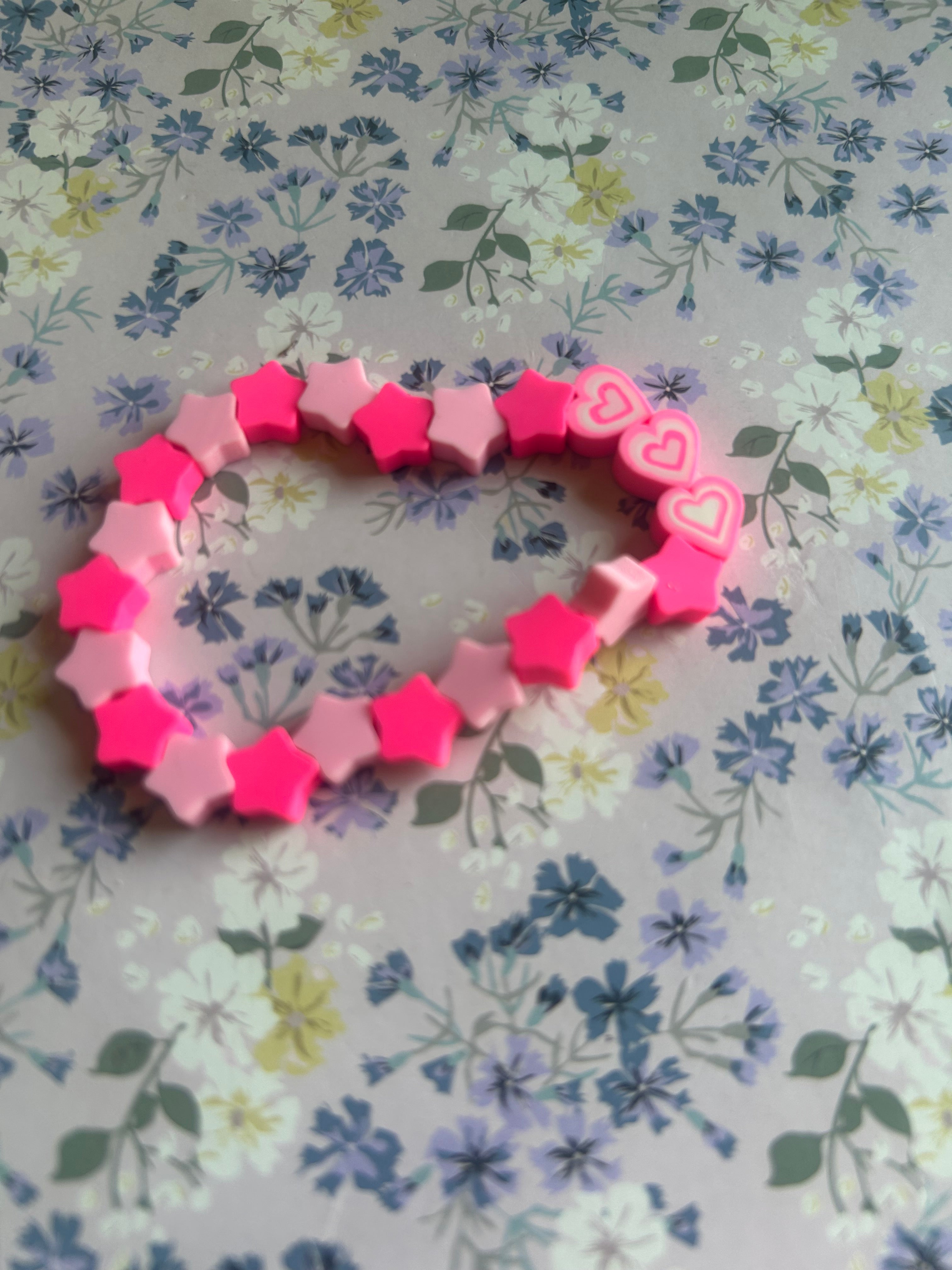 pink stare clay bracelet