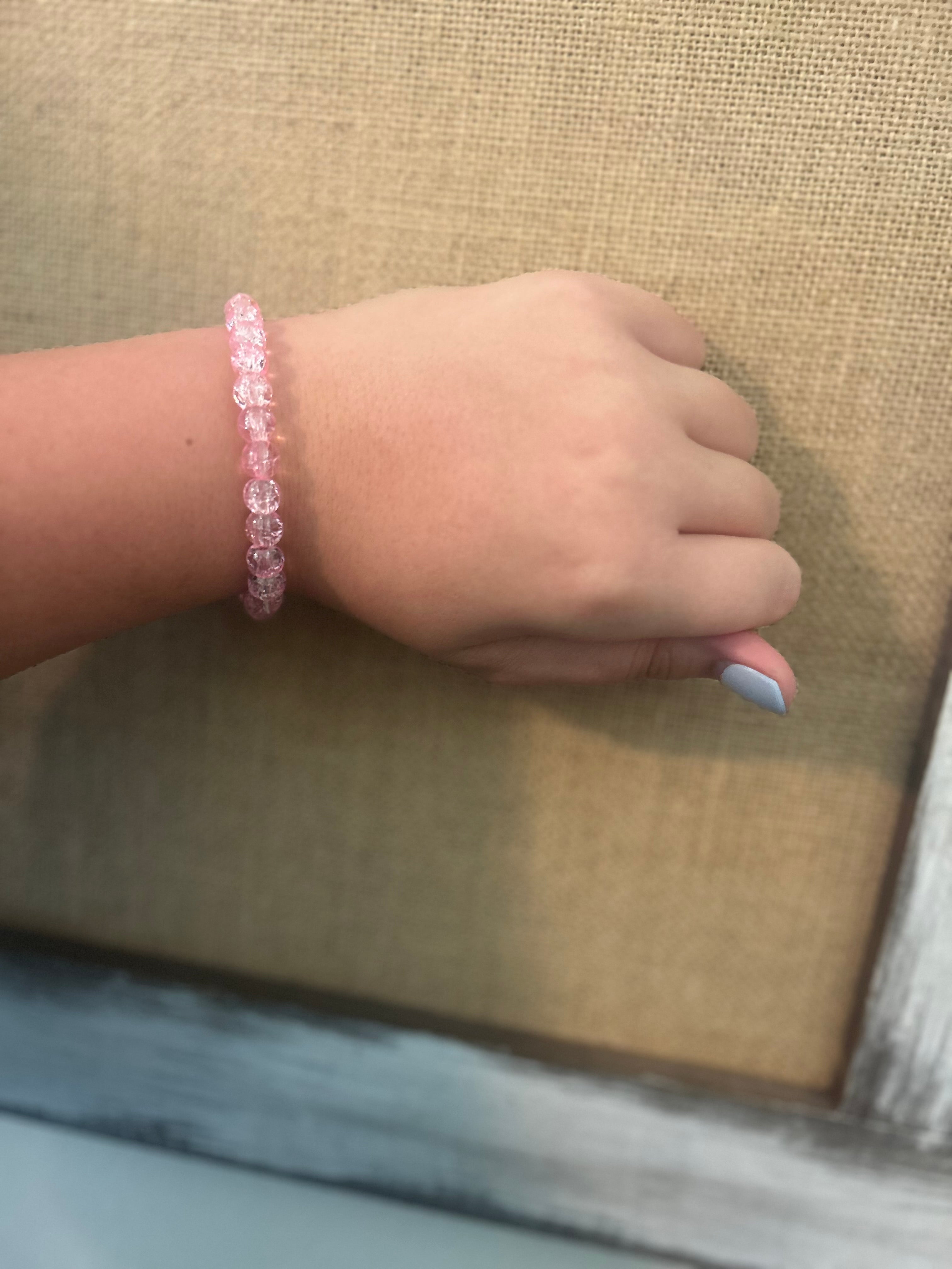 pink glass bead bracelet