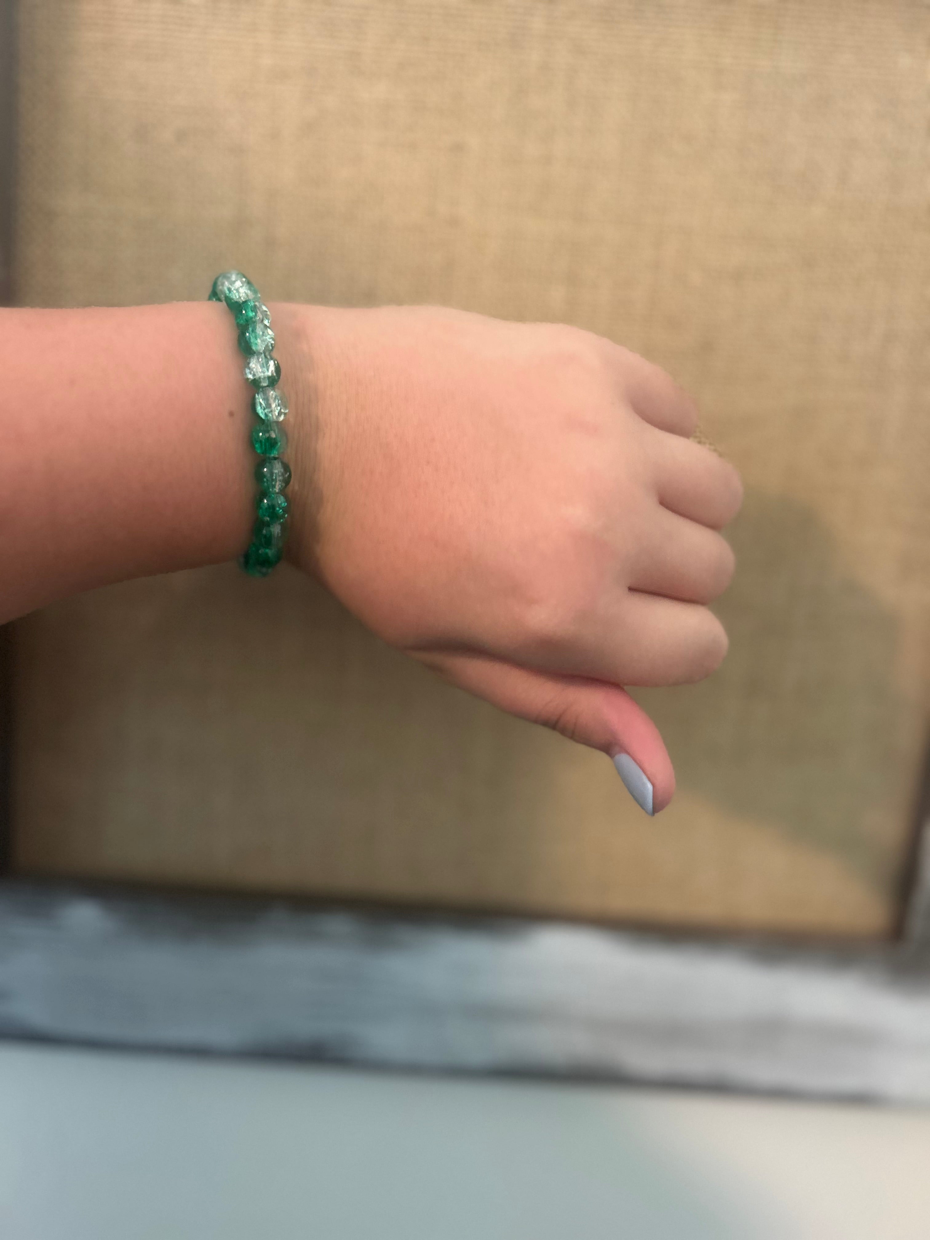 green glass bead bracelet